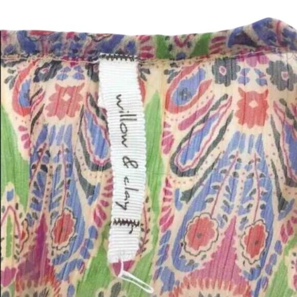 Vintage Willow & Clay x Anthropologie Sheer Paisley Cinched Waist Flutter Sleeve - Picture 4 of 5